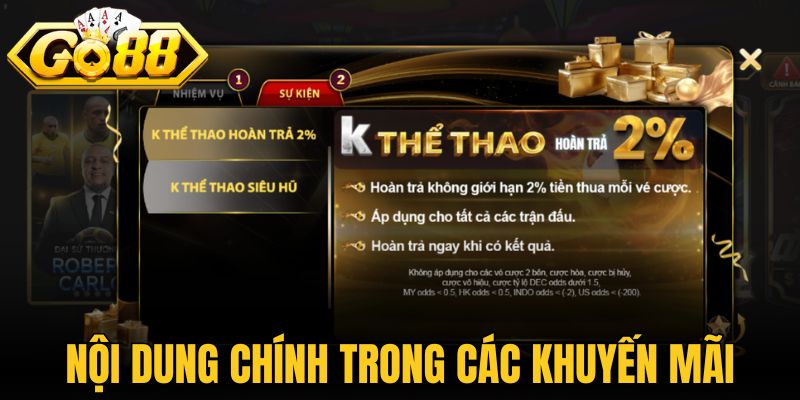Nội dung chính trong các chương trình khuyến mãi
