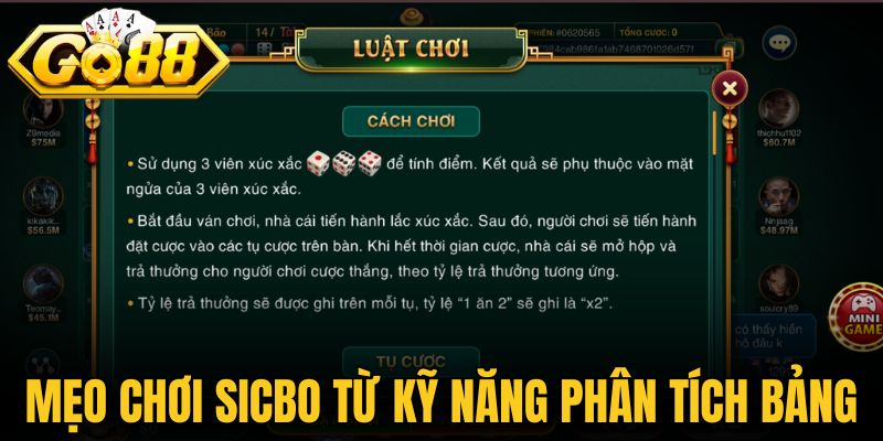 Mẹo chơi Sicbo từ kỹ năng phân tích bảng 