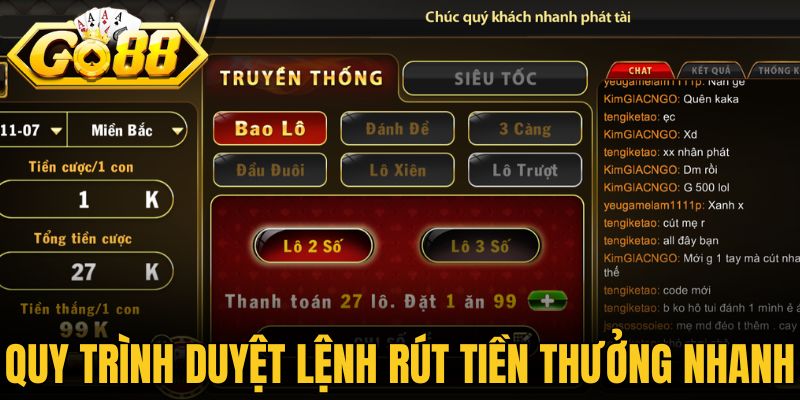 Quy trình duyệt lệnh rút tiền thưởng nhanh và thông minh